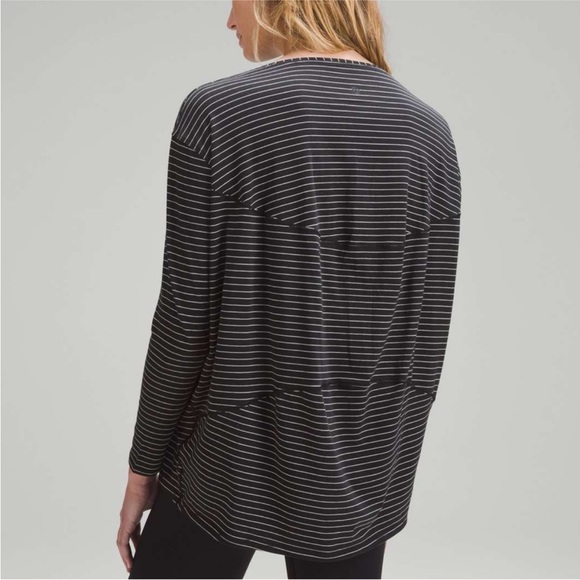Lululemon athletica back in action long sleeve Pima cotton striped shirt top - Picture 1 of 8
